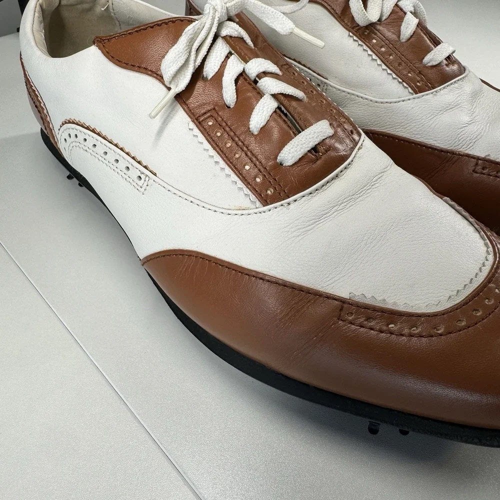 FootJoy Estate Collection Womens Golf Shoes Size 9M White Brown Leather Vintage